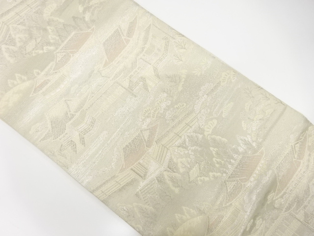 JAPANESE FUKURO OBI / WOVEN SCENERY OF TEMPLE